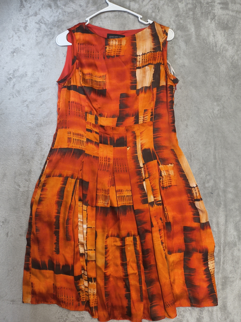 Sleeveless Orange Abstract Print Dress